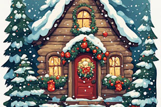 create stunning christmas winter illustration artwork
