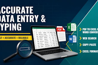 do accurate data entry and typing and PDF to word conversion