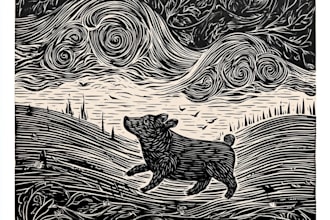 create awesome linocut illustration or linocut imitation