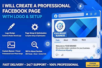 create a professional facebook page with logo and setup