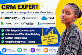 monday com smartsheet crm automation houzz pro wrike buildertrend integration