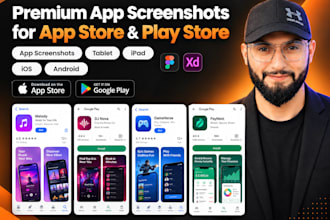 design premium app screenshots for app store and play store using figma