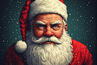 draw a stunning custom santa claus portrait