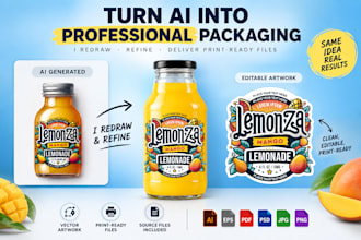 redraw, redesign, refine your ai generated package or label