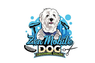 make cool and vibrant mobile dog grooming logo