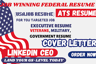 write a professional federal usajob resume, government, ats resume writing