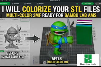 paint stl convert stl to 3mf split slice color  for bambu lab ams 3d printing