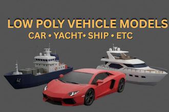create high quality lowpoly 3d vehicle, low poly 3d car model, 3d yacht 3d ship
