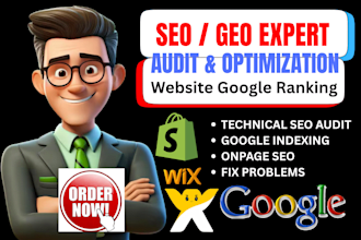 seo expert audit and optimize website google ranking keyword research with GEO
