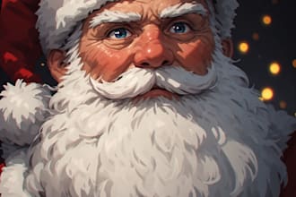 create charming santa portrait illustrations