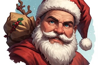 draw unique santa christmas portraits