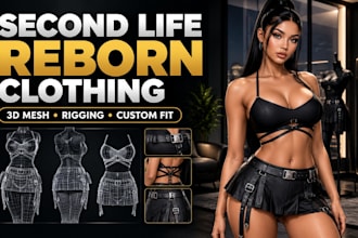 create 3d second life reborn clothing reborn mesh clothing rigging and cstom fit