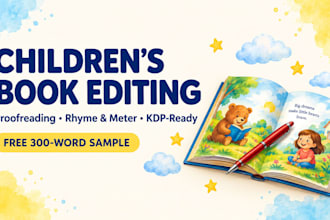 edit and proofread your childrens book or rhyming picture book or story for KDP
