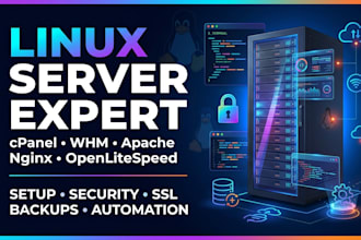 configure, manage and troubleshoot linux servers, cpanel, whm, apache, nginx