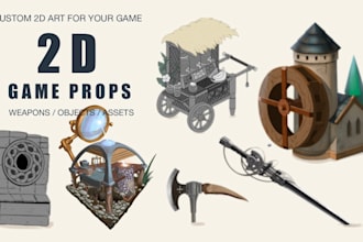 create stylized 2d game props and concept art