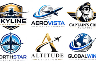 design a professional aviation, airline, airplane, flight, aerospace pilot logo