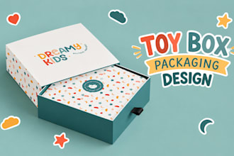 design toy packaging, toy box, kids product packaging with dieline and 3d mockup