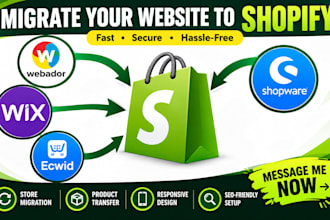 migrate shopware, base44, squarespace, wix, wordpress to shopify