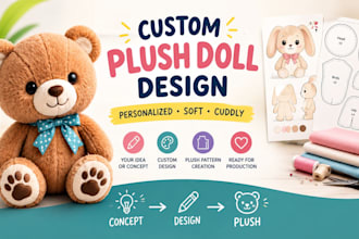 craft custom plush doll personalized soft cuddly plush toy patterns from concept