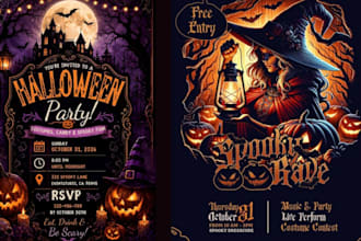 design halloween party invitation flyer spooky event poster, halloween poster