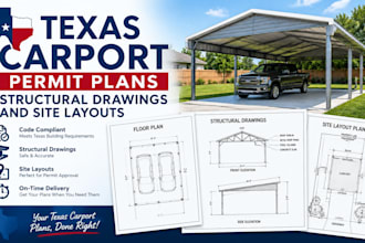 prepare texas carport permit plans, structural drawings and site layouts