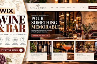 design or redesign wix wine, liquor,bar and brewery website with menu and events