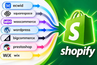 migrate ecwid squarespace woocommerce bigcommerce prestashop wix to shopify