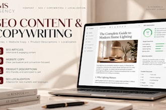 write SEO articles, website content and product copy