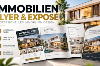 german immobilien flyer, immobilien exposé, objektliste and property brochure