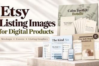 design etsy listing images and mockups for digital products