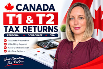 prepare and efile canada t1 t2 tax returns, personal and corporate tax filing
