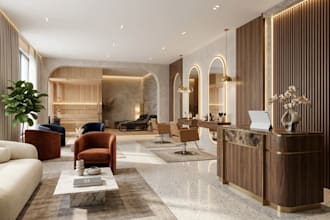 do 3d salon interior design beauty salon, wellness spa, hair salon 3d renders