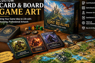 design card game, board game, card game art card illustration