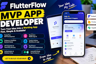 build flutterflow mvp app with firebase supabase and API integration