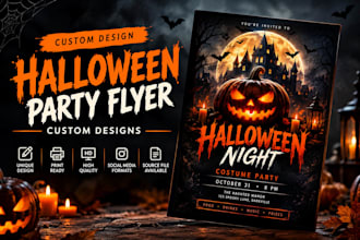design a custom halloween party invitation flyer