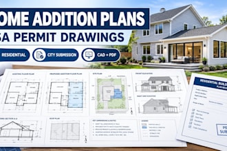 create residential home addition plans and permit drawings in the USA