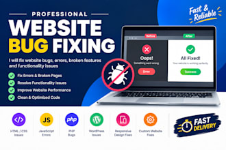 fix website bugs, theme errors functionality issues shopify wix wordpress