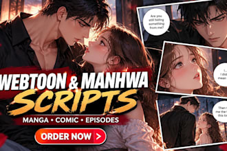 write webtoon, manhwa, manga or comic scripts based on your ideas