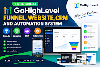 build a gohighlevel funnel, website, CRM and automation system