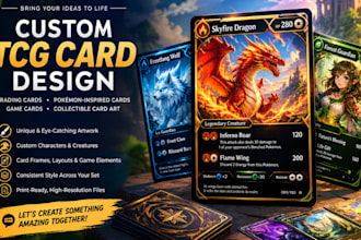 design custom tcg cards, pokemon trading cards and game card art
