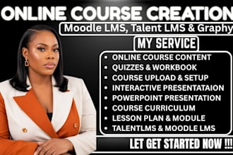 create and format engaging course content on moodle, talentlms, graphy on lms