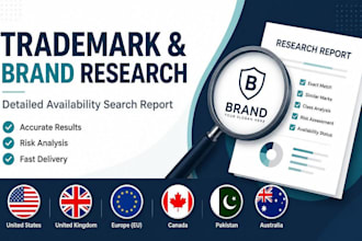 trademark search and brand name availability check for US,UK,pk,canada and aus,