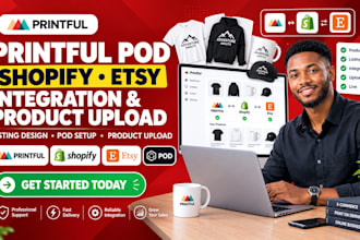 printful shopify etsy integration product upload listing design pod setup