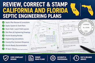 review and stamp california and florida septic engineering design