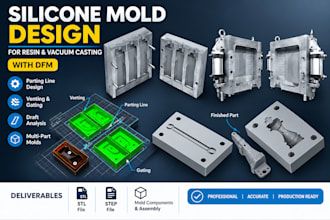do silicone mold design, resin casting mold, vacuum casting, dfm, stl