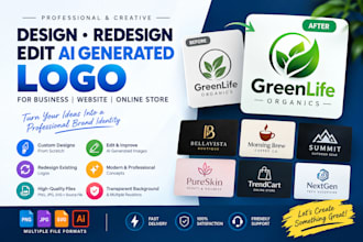 design redesign edit ai generated logo for business website online store