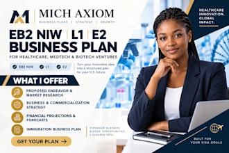 create an eb2 niw l1 e2 business plan for healthcare, medtech biotech ventures