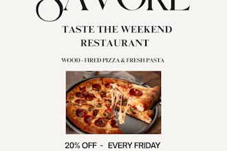 design black food flyer for burger, pizza, restaurant