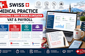 do swiss medical practice bookkeeping, tardoc revenue reconciliation vat payroll