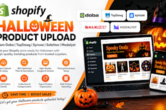 upload shopify halloween product from doba topdawg syncee salehoo modalyst